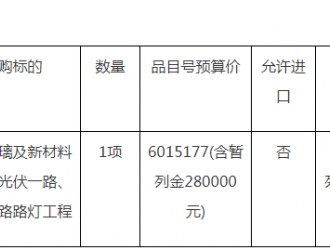東山玻璃及新材料產業園光伏一路、二路道路項目公開招標公告